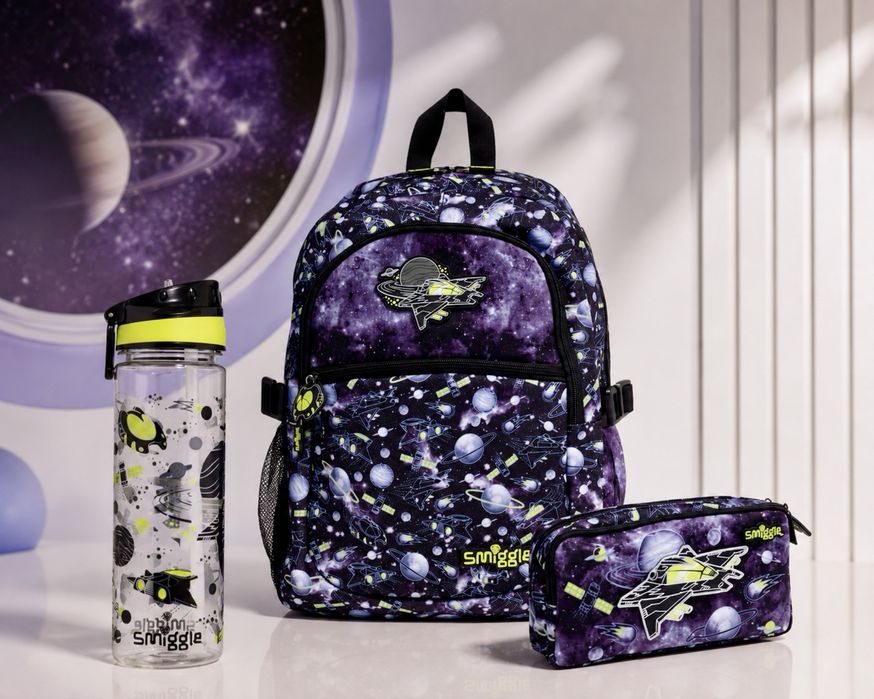 Smiggle космічний набір для хлопчика Galaxy Space рюкзак + пенал + пляшка для води