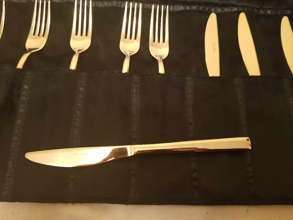 Komplet włoskich pozłacanych Sztućców marki Pintinox dla 6 osób