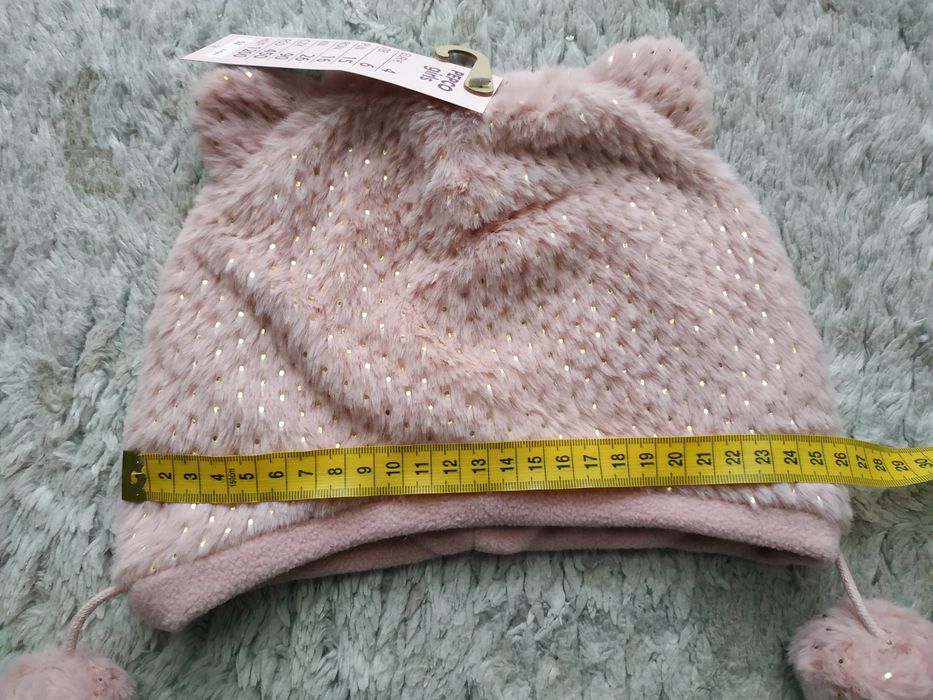 Nowy komplet/czapka/rękawiczki/różowy/złote kropki/prezent/Pepco/r.52