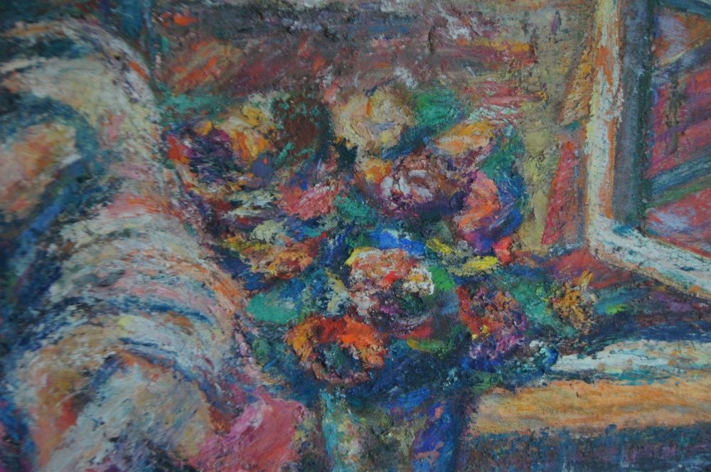 Jan Chrzan, Kobieta przy oknie na tle warszawskiego Starego Miasta