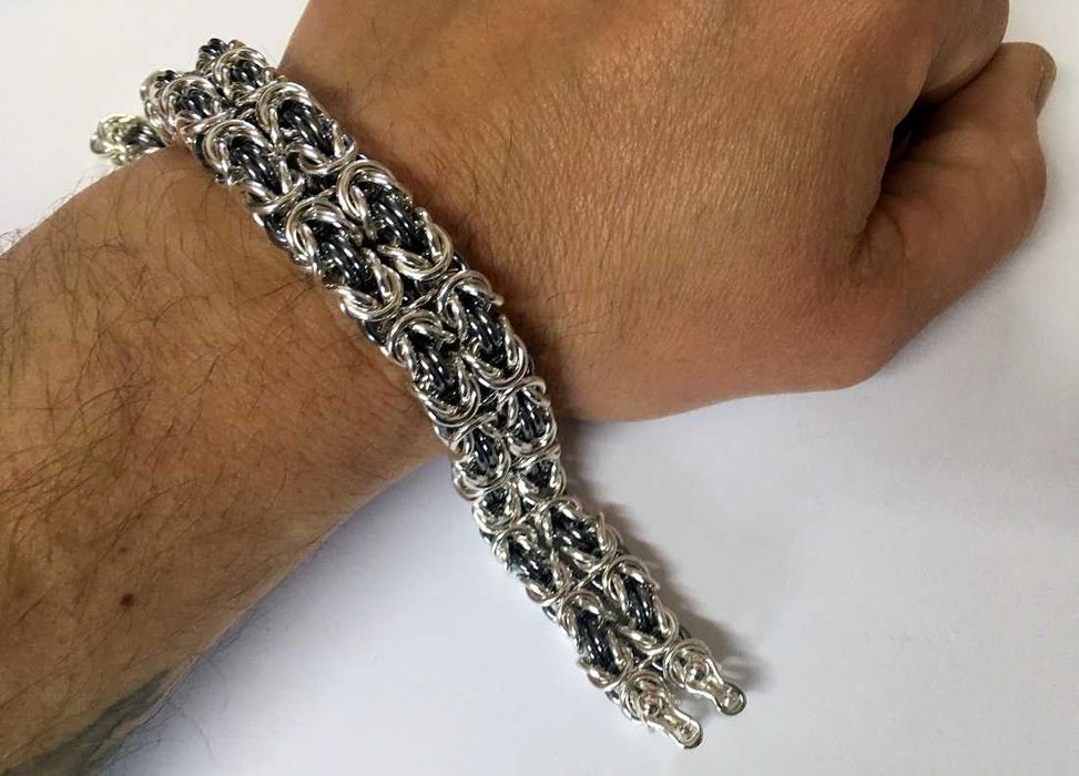 24cm 130g bransoletka bizantyjska królewska 17mm srebro 925 hit