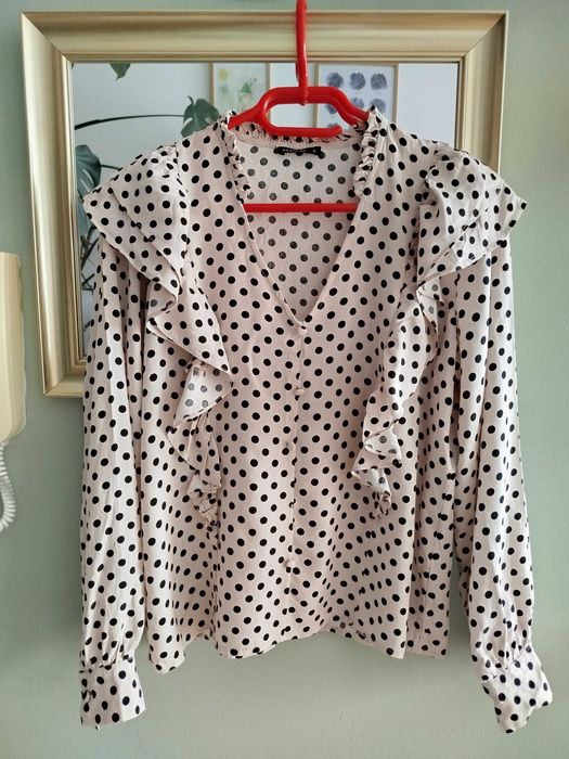 Elegancka koszula w grochy falbany 38 M Medicine retro