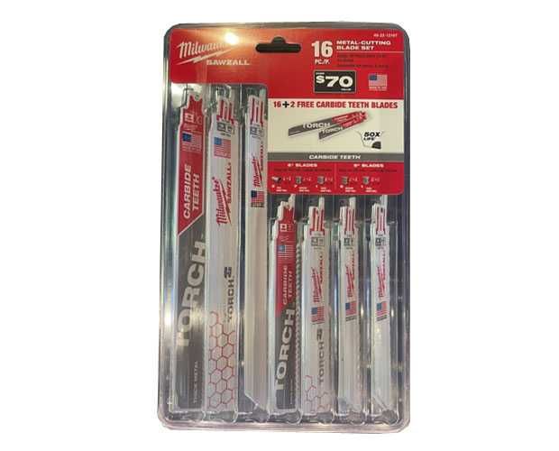 Набір з 18 полотен по металу для шабельної пили Milwaukee 49-22-1216T