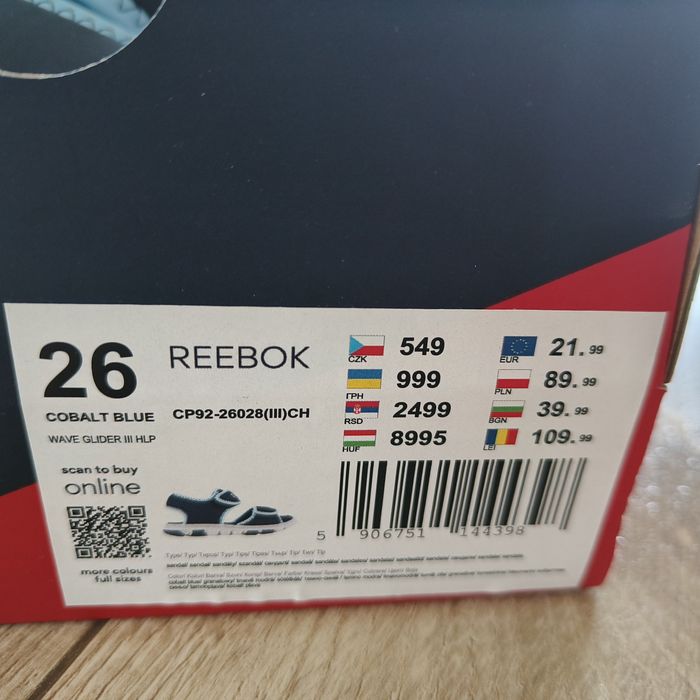Sandałki chłopięce 26 Reebok nowe