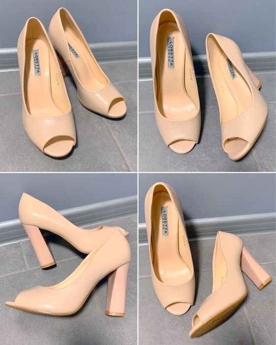 Женская обувь: бежевые туфельки; туфли на каблуке; лодочки 39 размер