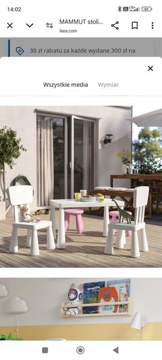 MAMMUT stolik z krzesełkami zestaw biały