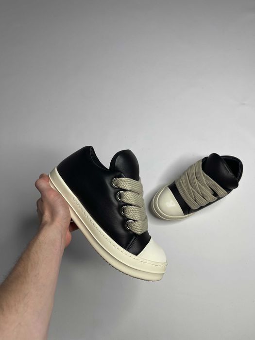 Кеди Rick Owens leather ramones jumbo lace laces кроссовки кожаные 40