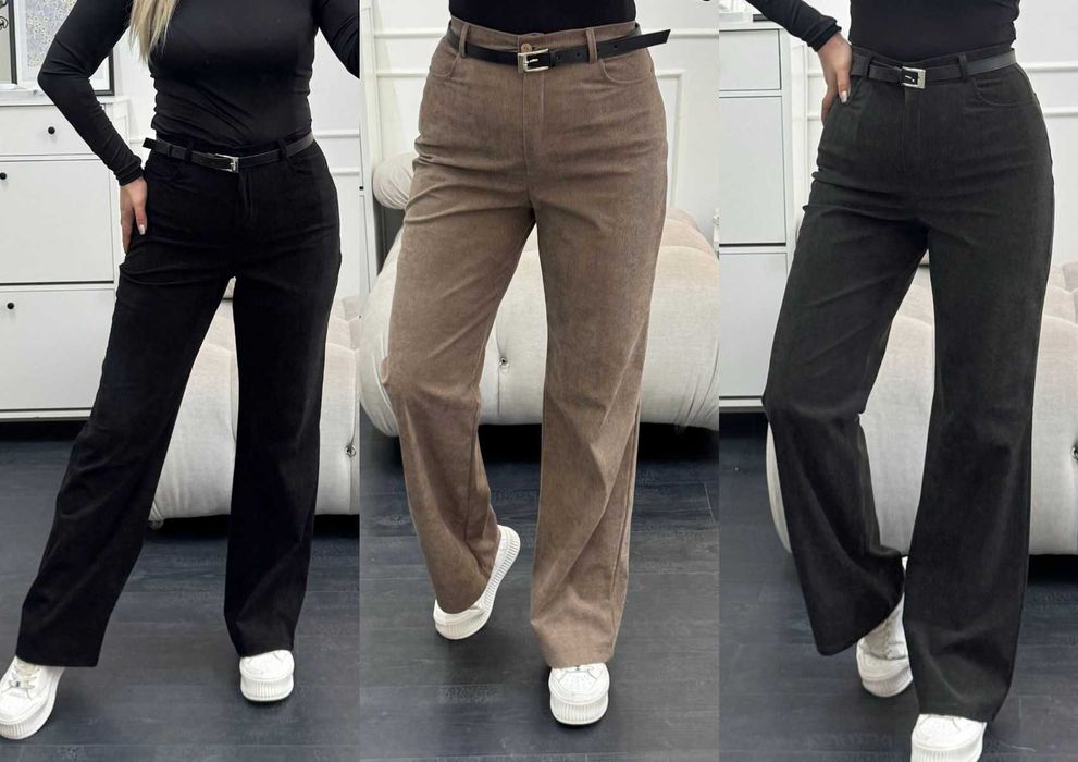 Жіночі вельветові прямі штани палаццо класичні брюки з вельвету