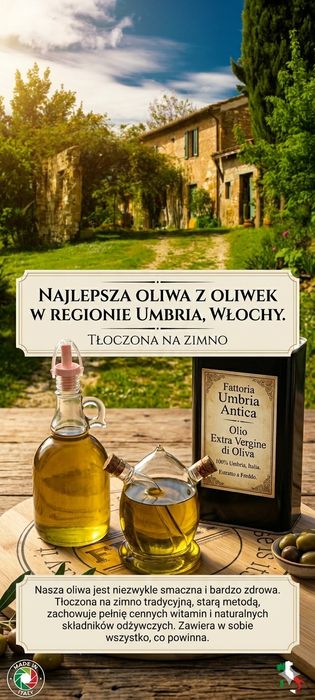 Oliwa z Oliwek Bio ITALY Umbria Extra Virgin z 1 Tłoczenia na zimno Domowa