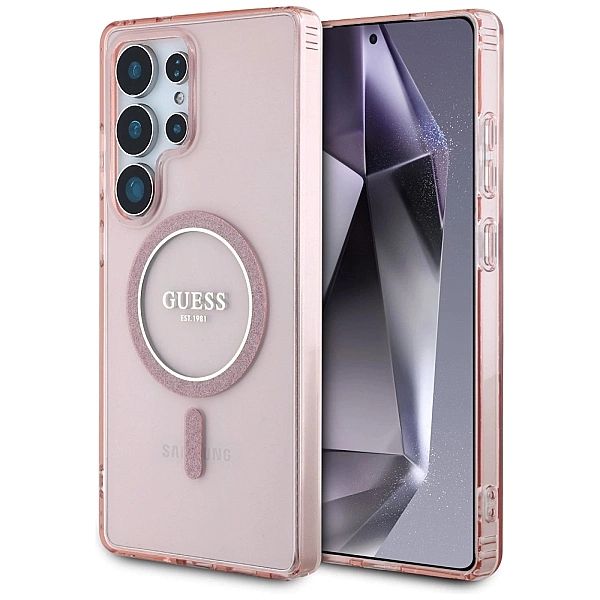 Etui Guess Glitter Circle Classic Logo MagSafe do Samsung Galaxy S25 U
