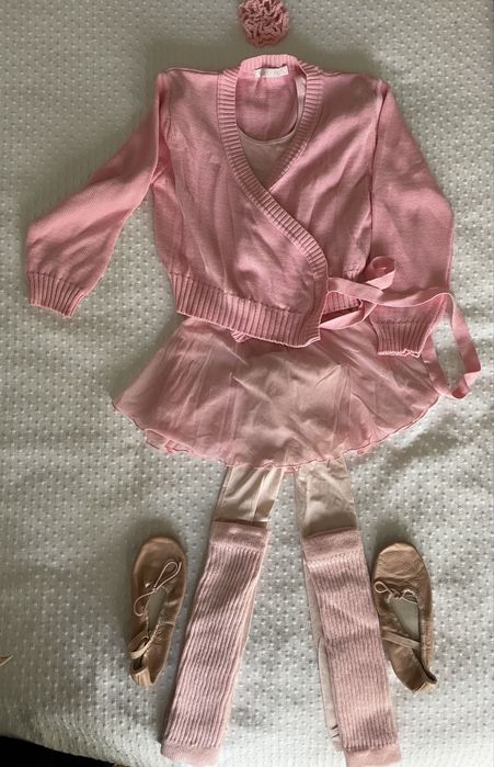 Traje de ballet completo para 3-7 anos, com 2 pares de sapatilhas