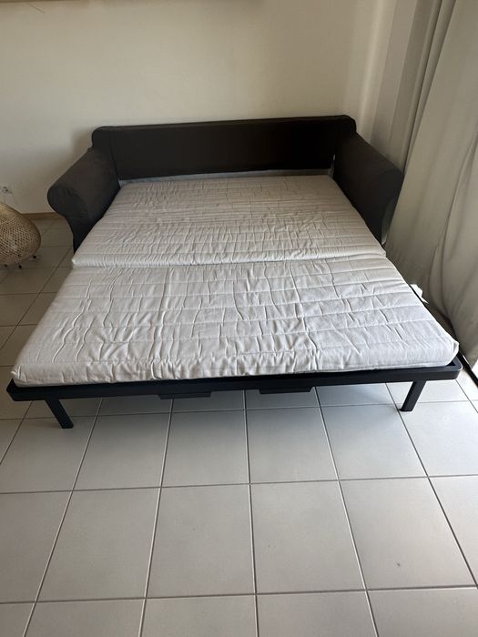 Sofa cama 3 lugares castanho