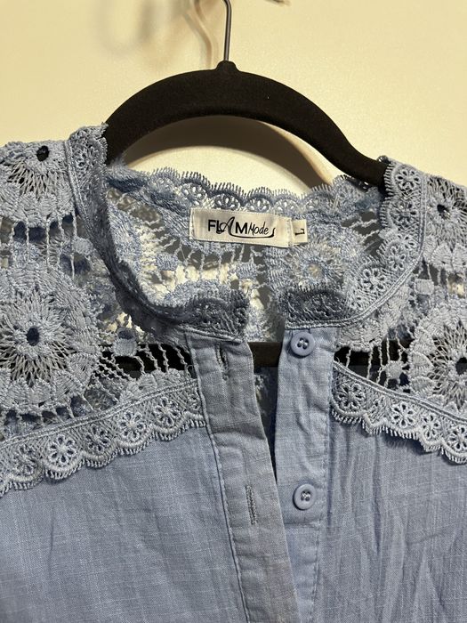 letnia sukienka zwiewna koronkowa L na guziki koszula