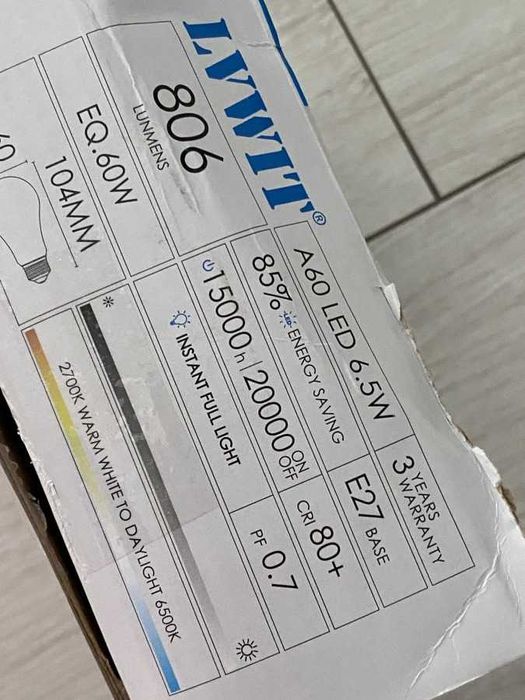 LVWIT 2szt. żarówka wifi aplikacja tuya led e27 6,5w 806lumens