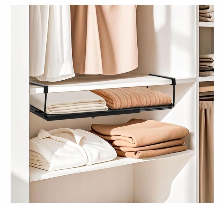 kosz pod półkę regulowany 38-70 cm organizer metalowy czarny