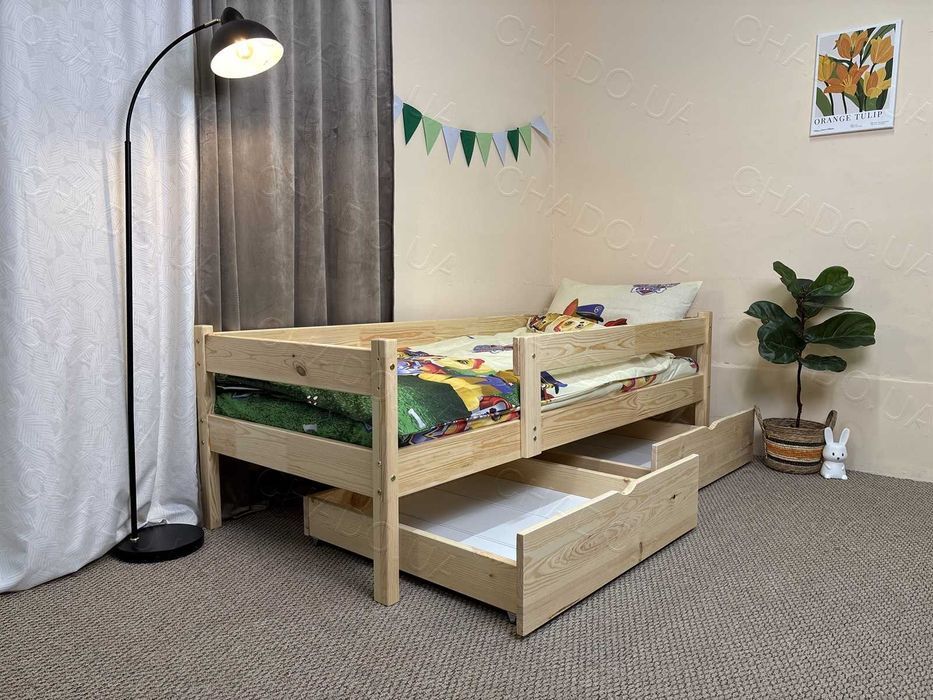 Дитяче ліжко з Матрацом з Матрацом 80x160 натуральне дерево, ліжечко