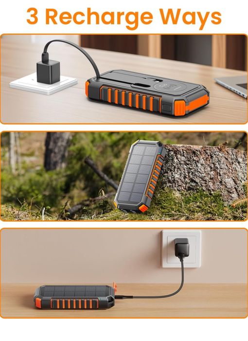 Solar Power Bank with Flashlight (27000mAh)64552205372417121