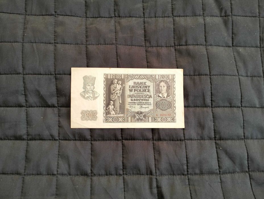 20 złotych 1940, banknot, Polska, okupacja, seria K