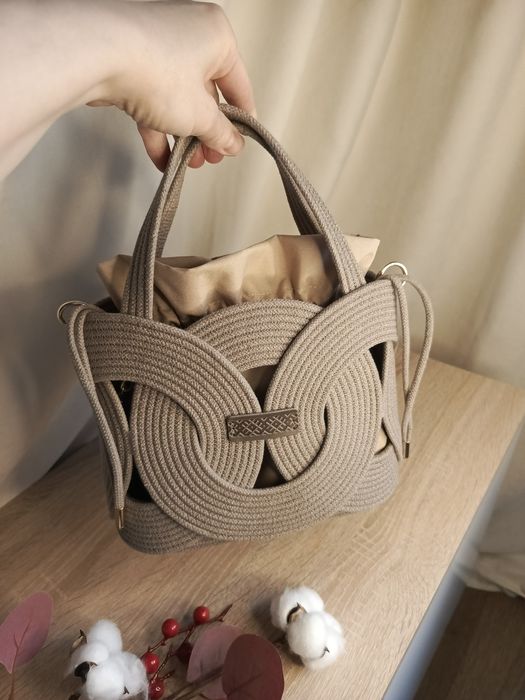 Сумка з бавовняного шнура ручної роботи