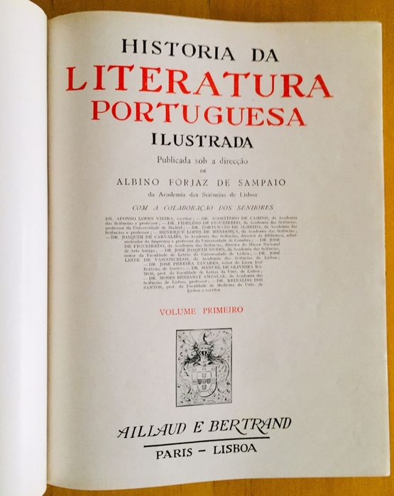 SAMPAIO (Albino Forjaz de) (Dir.).— HISTÓRIA DA LITERATURA PORTUGUESA