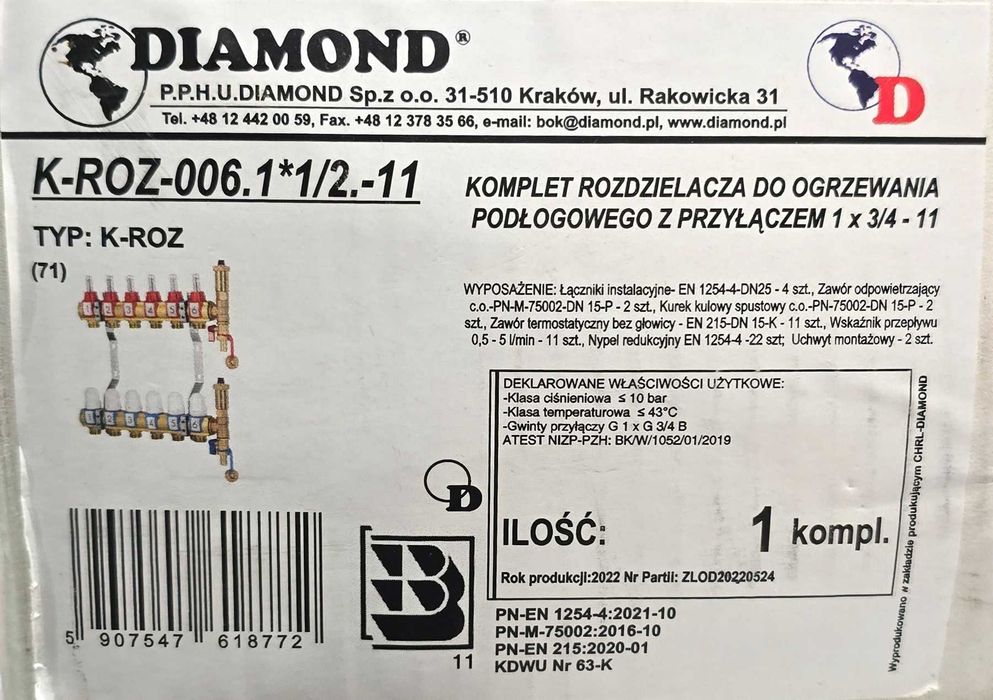 Rozdzielacze DIAMOND 6obw. 8obw. 11obw. 12obw.