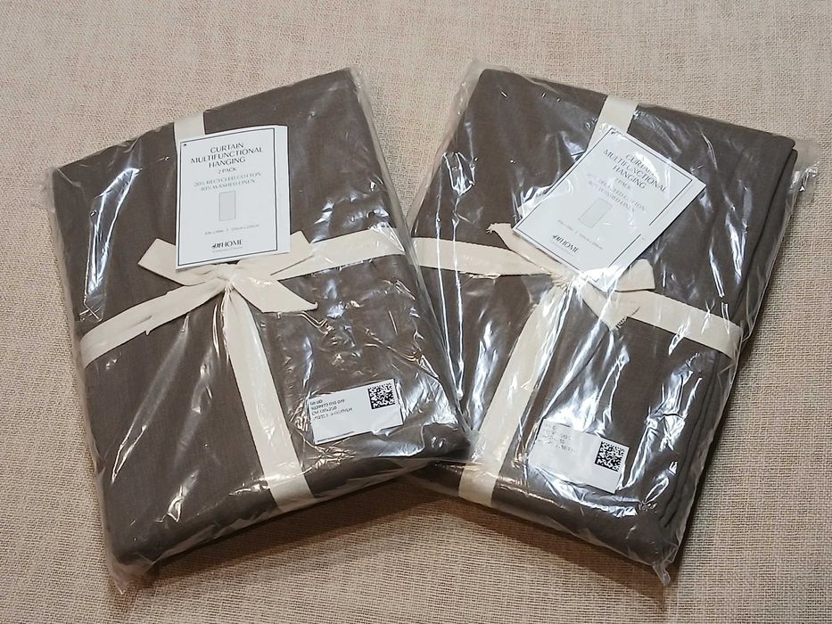 Zasłony HM len plus bawełna styl boho brąz 2pack