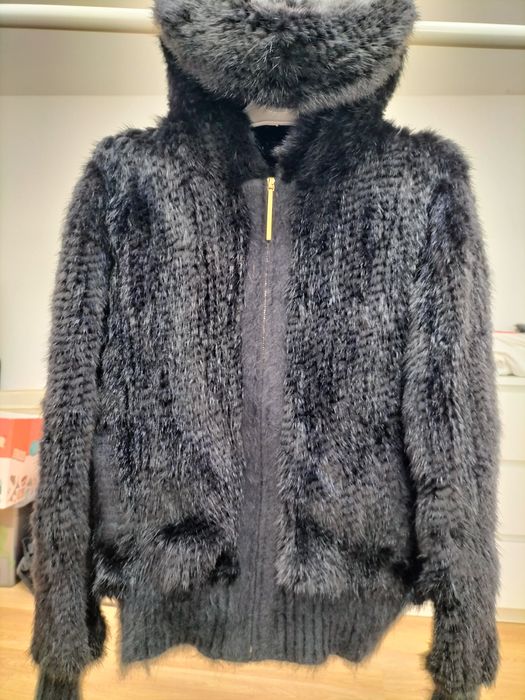 Casaco de vison tricotado