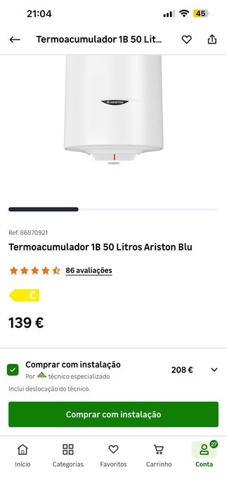 Termoacumulador 1B 50 Litros Ariston Blu