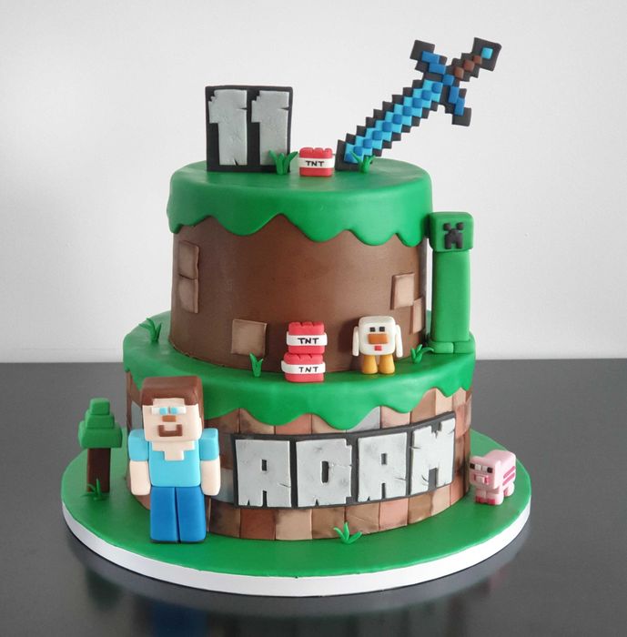 Minecraft topper na tort – figurki z masy cukrowej - zestaw
