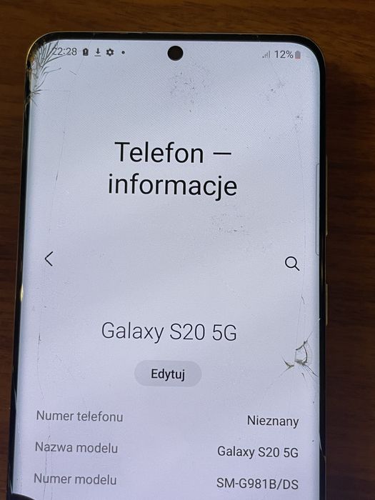 Samsung Galaxy s20 5g zbity 12/128