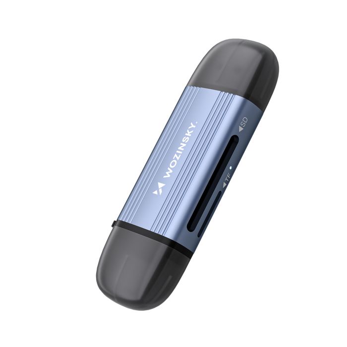 Czytnik kart pamięci Wozinsky WCR-5G do SD i microSD USB-A 3.0 / USB-C 3.0 aluminiowy - szary