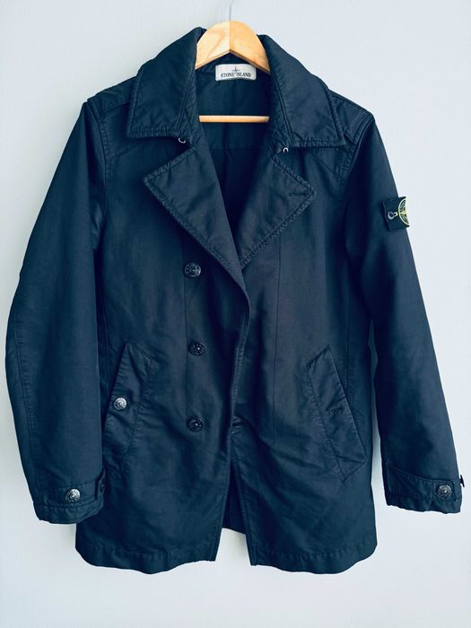 Stone Island David-TC Trench Coat Jacket Navy ice