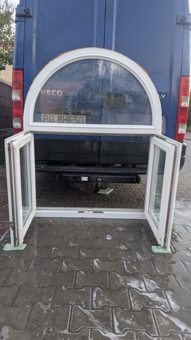 KR HAUS okno 118x145 białe używane łukowe okna drzwi POZNAŃ
