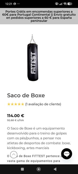 Saco de Boxe FITTEST