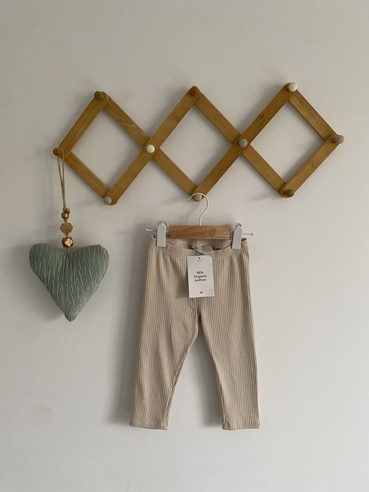 Legginsy h&m beżowe prążkowane 86 nowe z metką