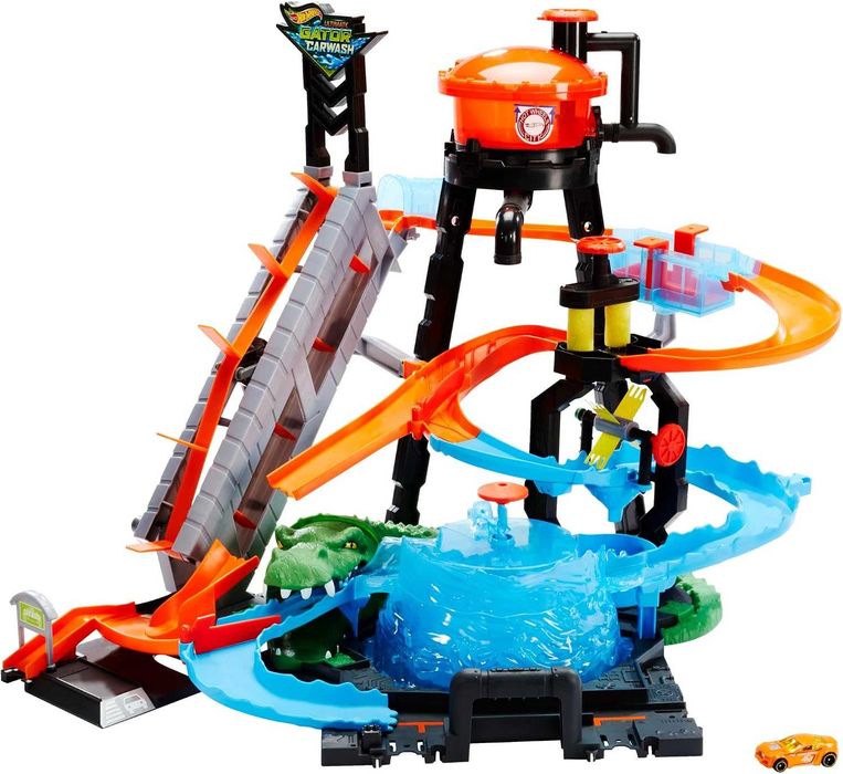 Трек Хот Вілс Автомийка Водонапірна Вежа Вибух кольорів Hot Wheels City Ultimate Gator Car Wash FTB67