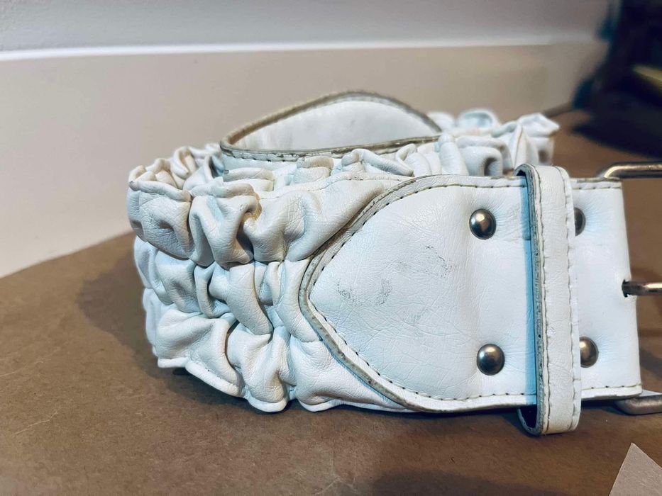 Bialy pasek retro marszczony vintage oldschool