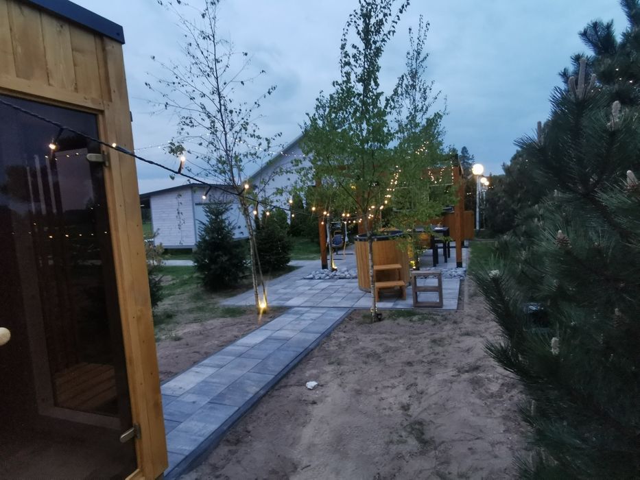 Sauna Ogrodowa Ocieplona zewnętrzna 4,5 x 2m Prysznic Piec Delux