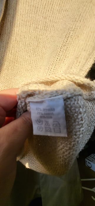Sweter z przędzy jedwab 60% marki Solar r.36 z ozdobą