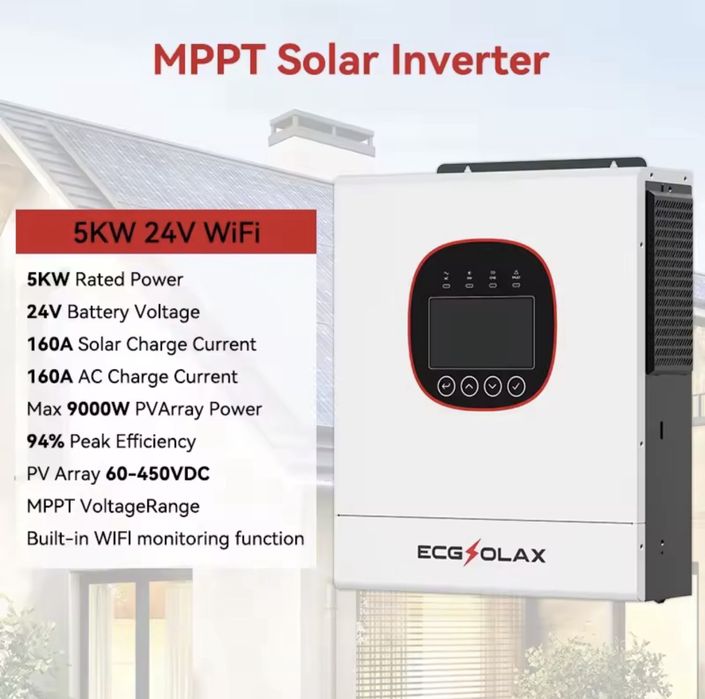24v 5KWГібридний інвертор для сонячних панелей ECGSOLAX WIFI