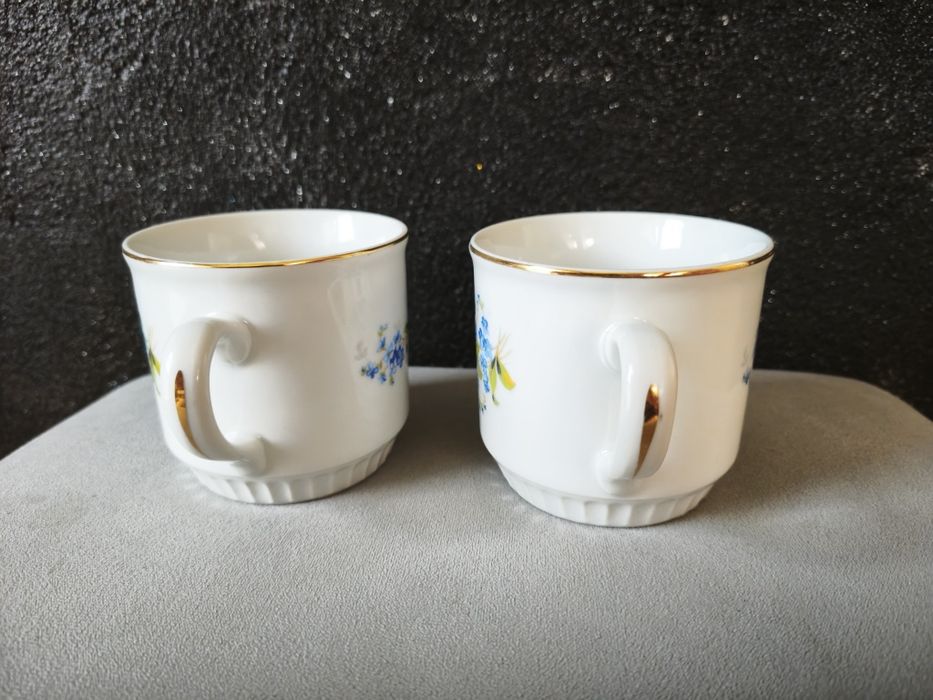 Komplet 2 kubków Original Bohemia | Porcelana retro niezapominajki