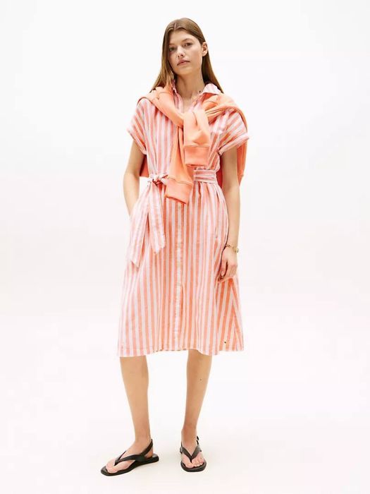 Льняна сукня сорочка Tommy Hilfiger рожева в смужку