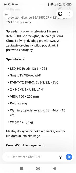 Telewizor Hisense- rezerwacja