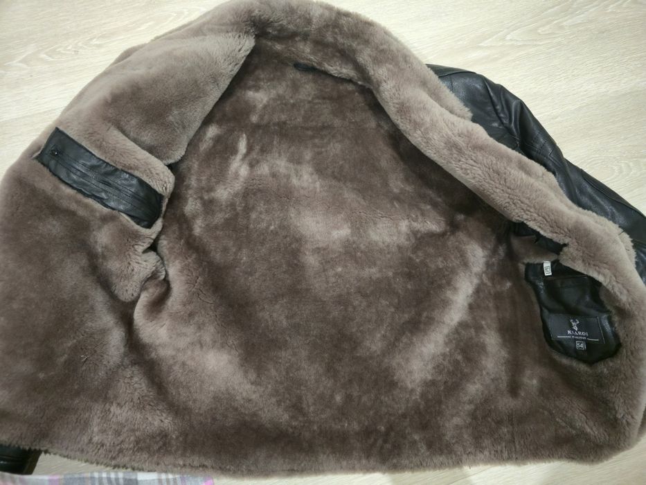Шкіряна зимова куртка на хутрі / дублянка, нова чоловіча, L Xl 50 - 52