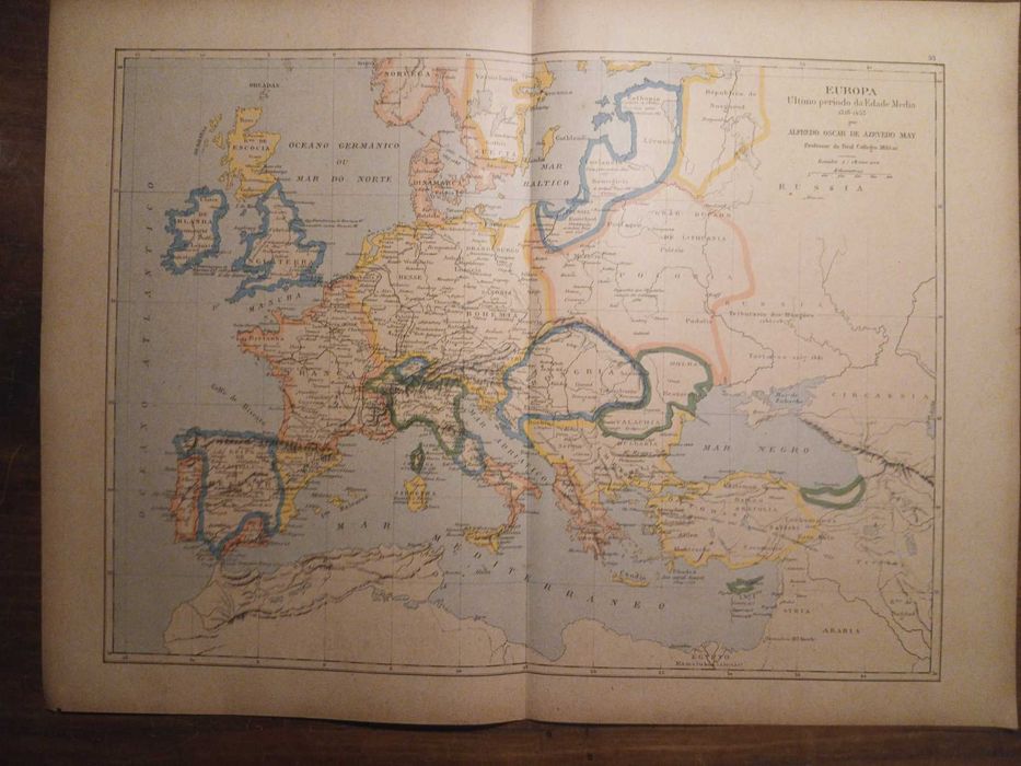 Mapa Europa Ultimo Período da Edade Media (Final do Séc, XIX, Final do Séc, XX)