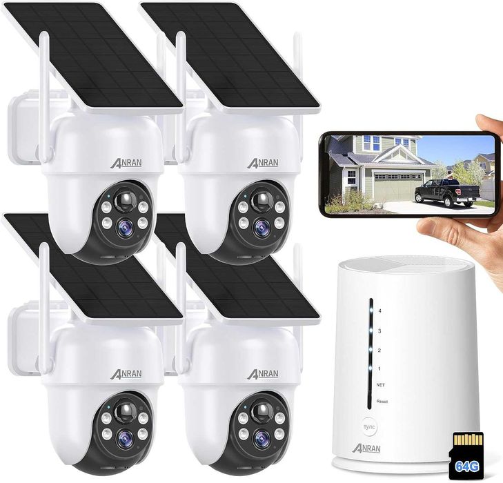 Kit CCTV 4 câmaras 4MP rotativas solar 360º com bateria WiFi noturna64740614570369120