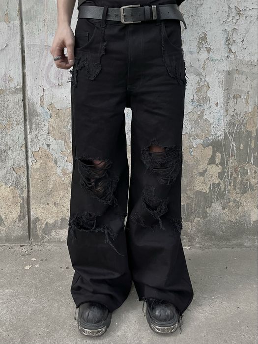 Baggy flared distressed jeans opium y2k: 4 500 грн. - Широкие