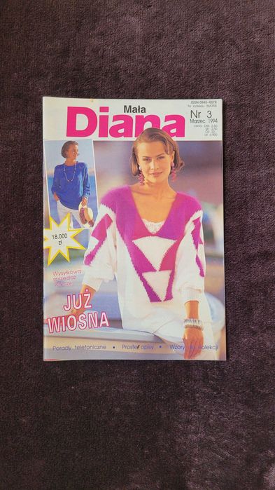 "Mała Diana", nr 3 marzec 1994 rok, robótki na drutach, wzory