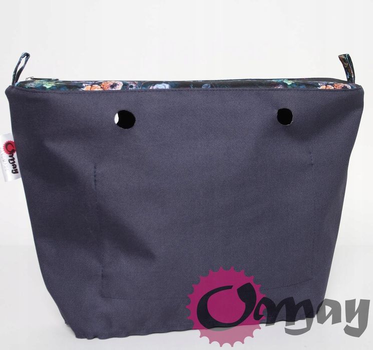 Granatowy organizer do OBAG STANDARD ogród kwiaty 2 kieszenie OMAY
