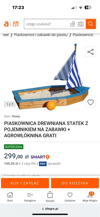 Piaskownica statek
